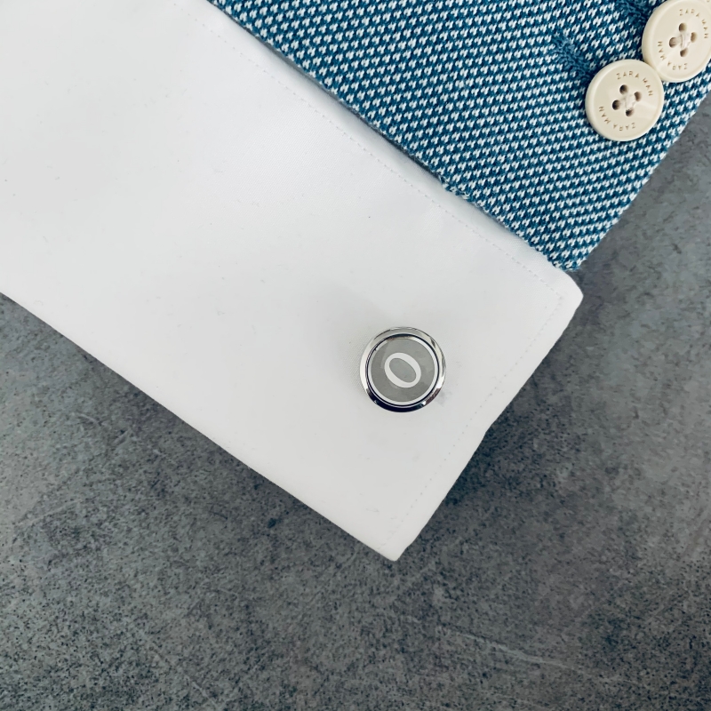 Stříbrný set - spona na kravatu a manžetové knoflíčky Iniciál O