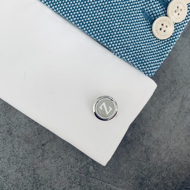 Stříbrný set - spona na kravatu a manžetové knoflíčky Iniciál Z