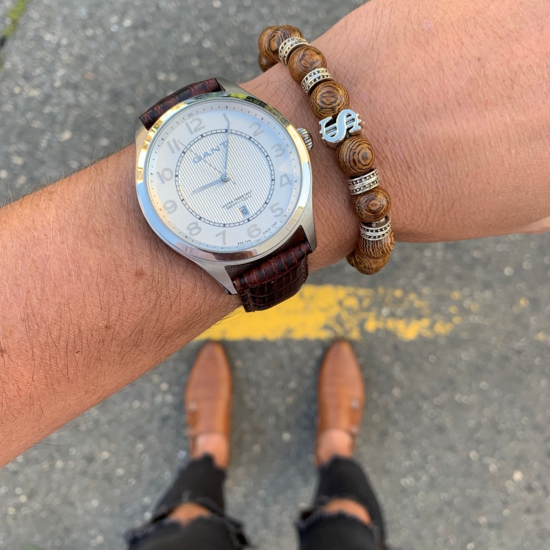 Hnědý náramek Dollar symbol big 