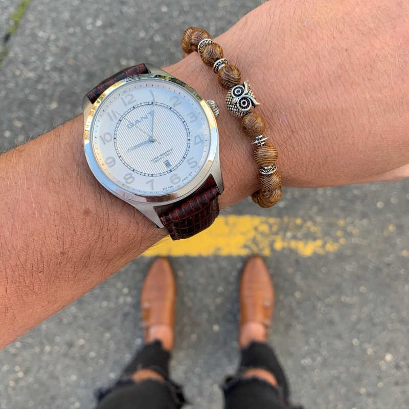 Hnědý náramek Sova 