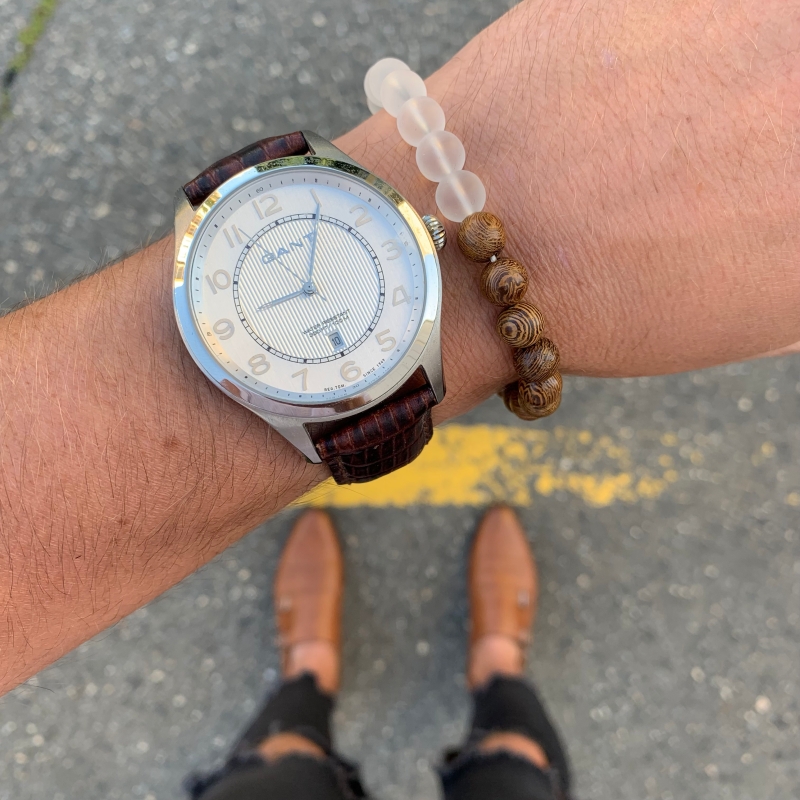 Hnědo - průhledný náramek Wood 