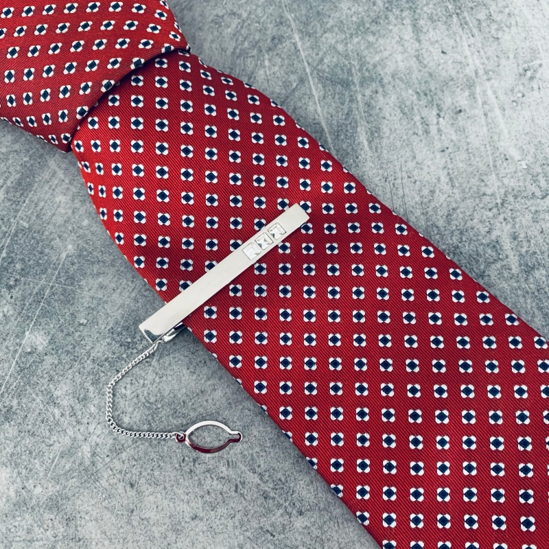 Stříbrno - čirá spona na kravatu 3 Crystals 