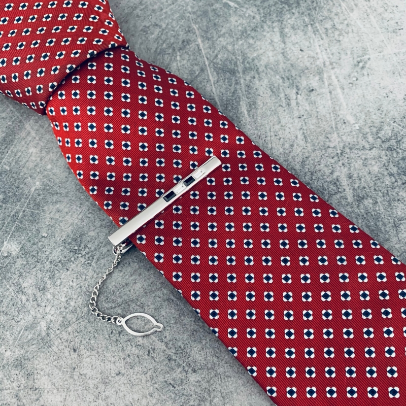 Stříbrná spona na kravatu 4 Crystals 