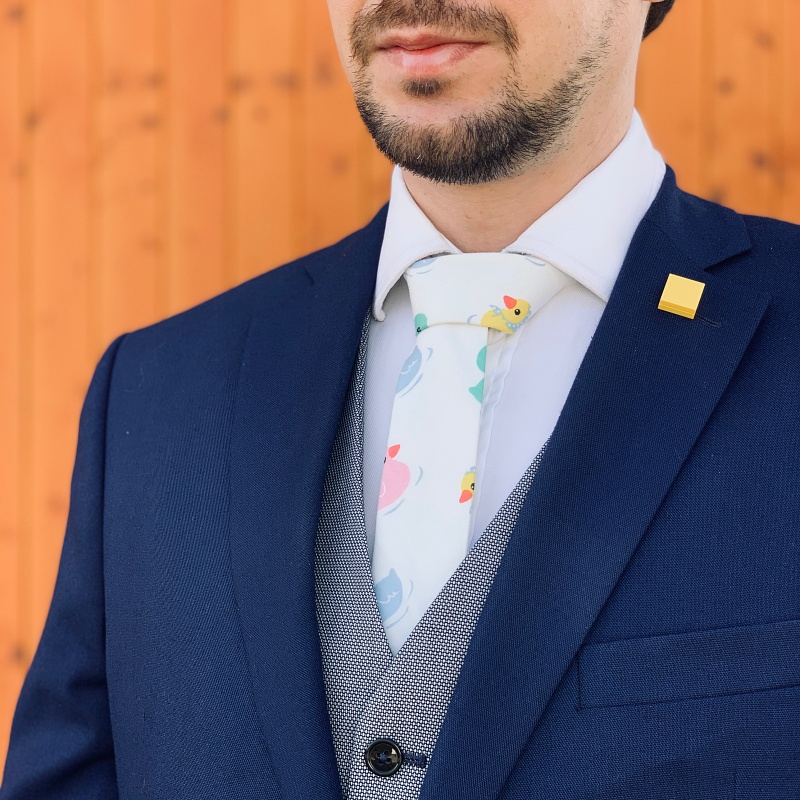 Bílá kravata Kachničky colors 
