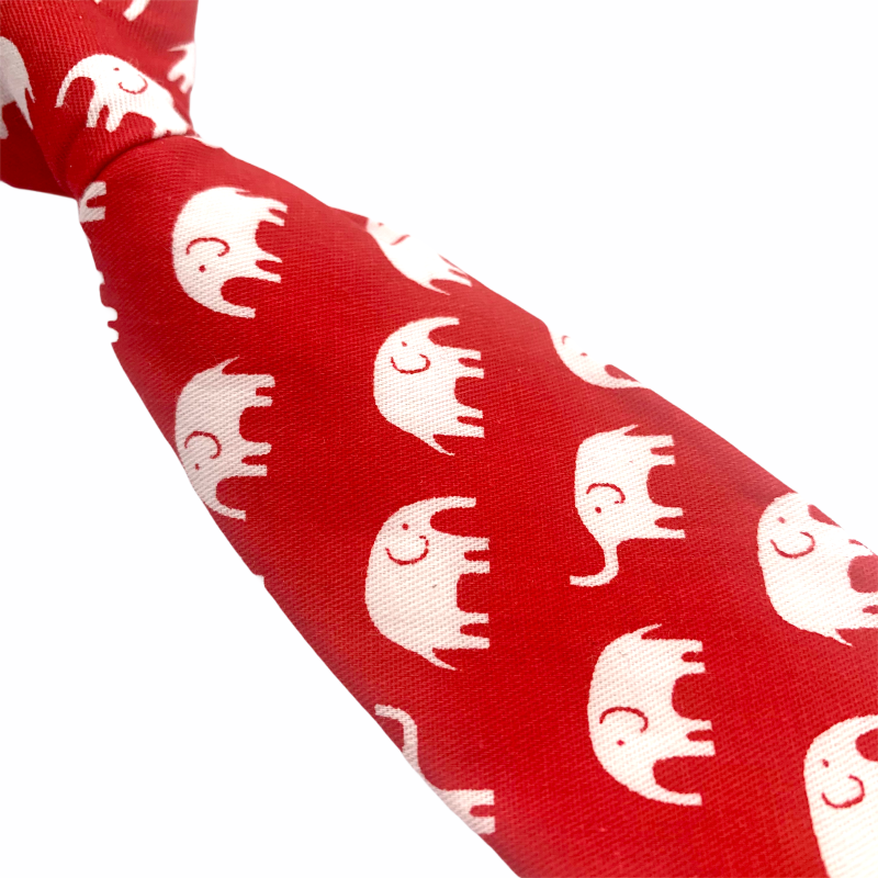 Červeno - bílá chlapecká kravata Slon 