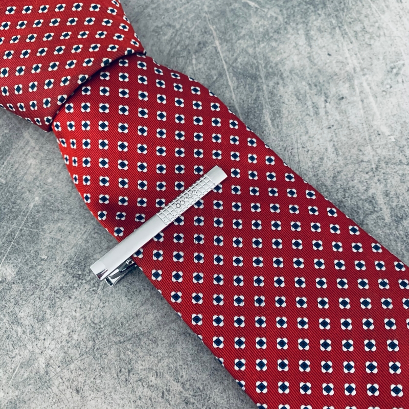 Stříbrná spona na kravatu 5 Plaid Crystal 