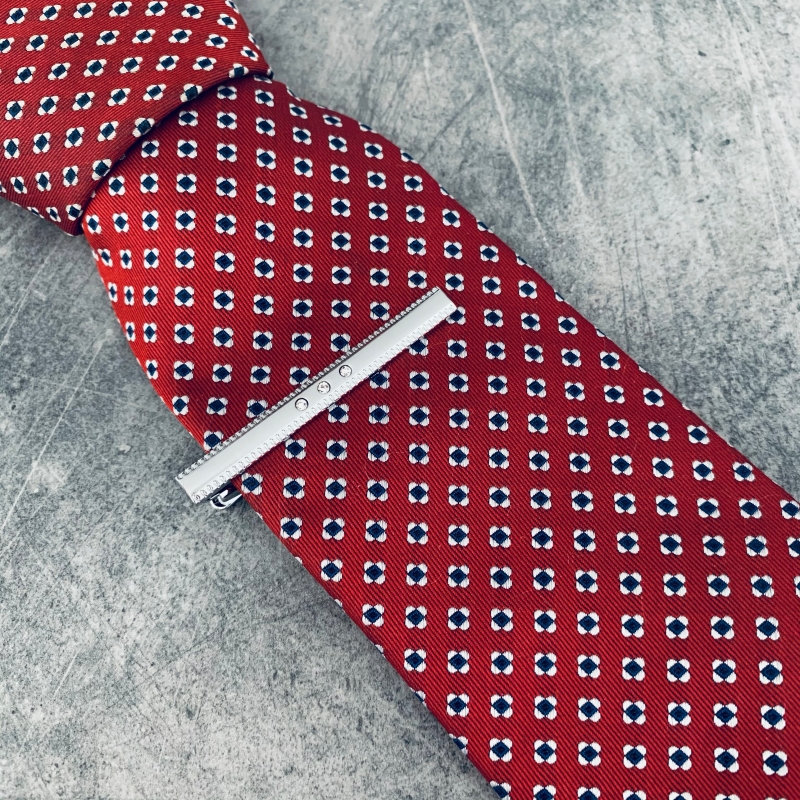 Stříbrná spona na kravatu 3 Midline Crystal 