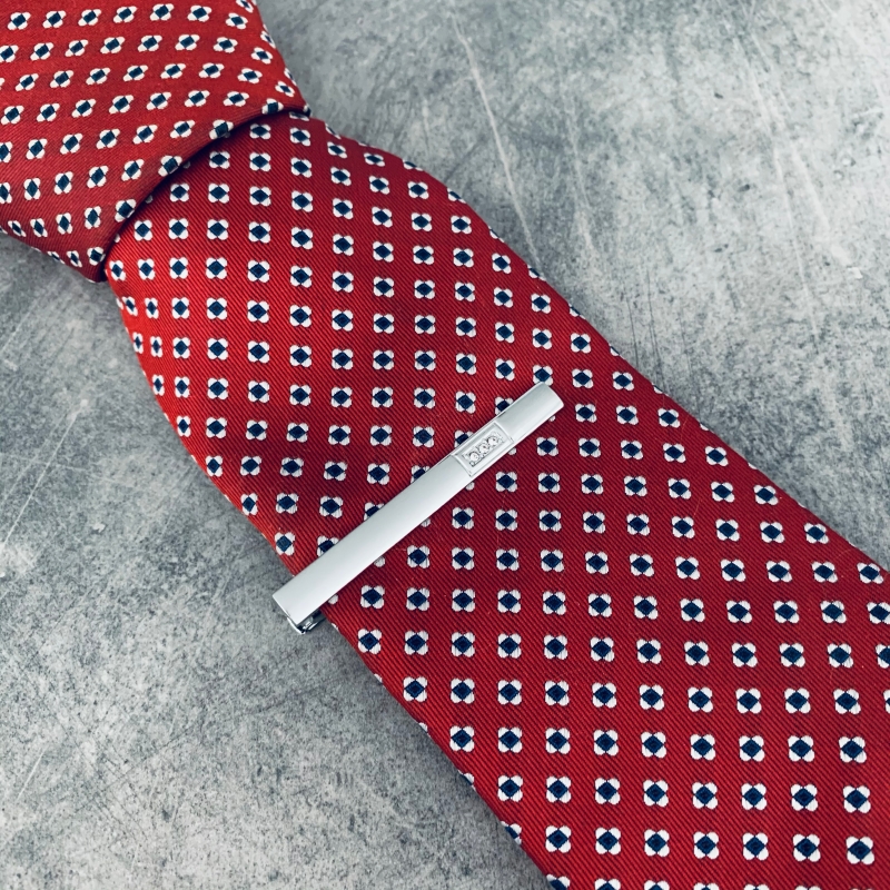 Stříbrná spona na kravatu 3 Glossy Crystal 