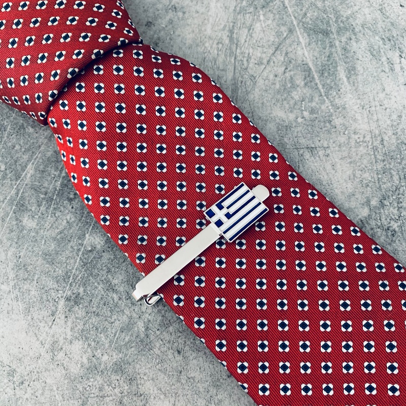 Stříbrná spona na kravatu Vlajka Řecko