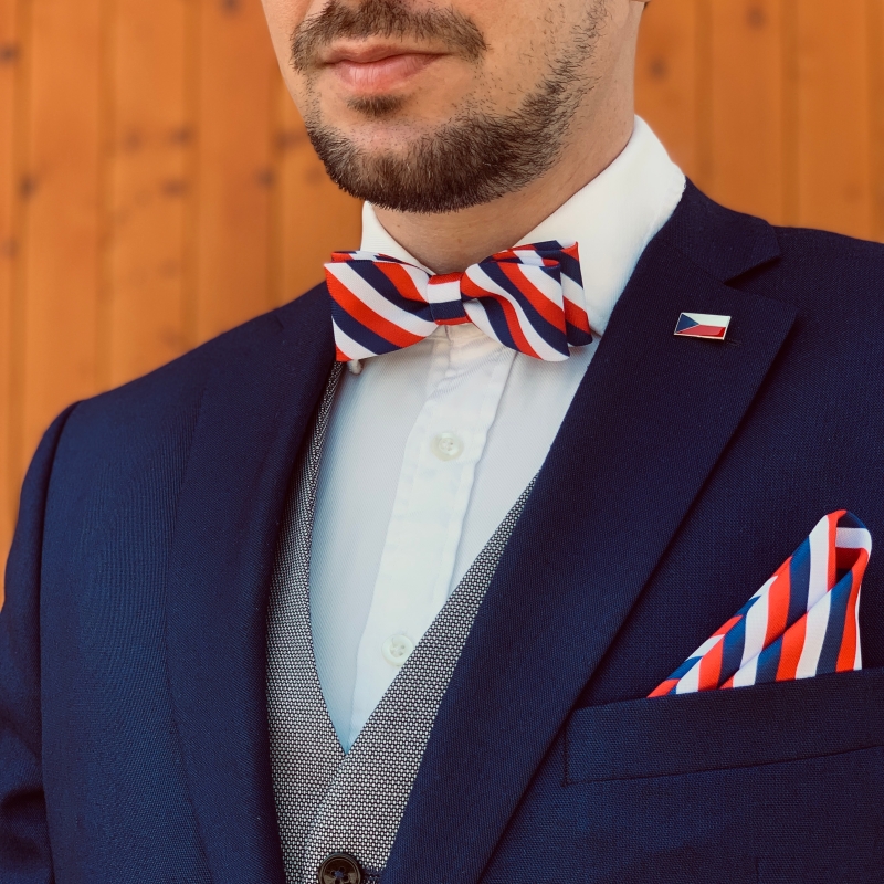 Bílo - červeno - modrý motýlek Česko Trikolóra