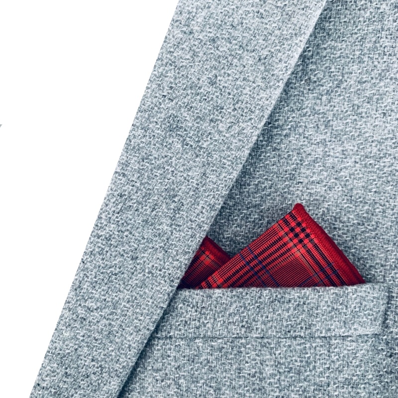 Červený kapesníček do saka Plaid 