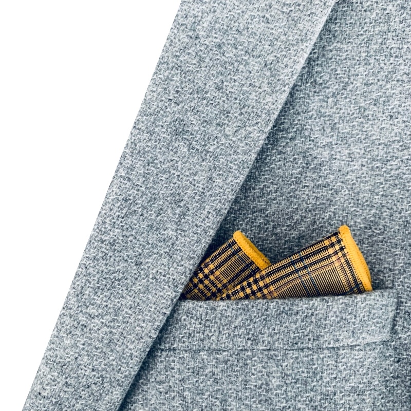 Žlutý kapesníček do saka Plaid 