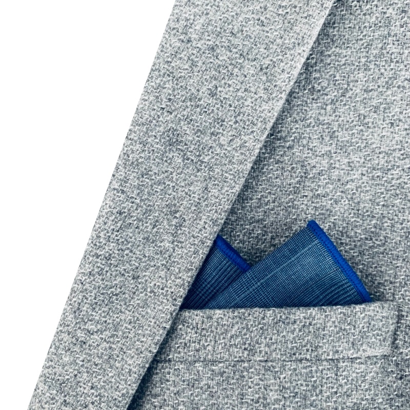 Modrý kapesníček do saka Plaid 