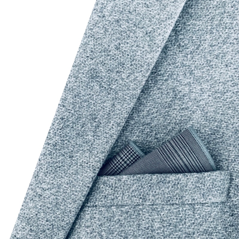 Šedý kapesníček do saka Plaid 