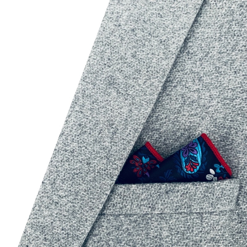 Černo - modrý kapesníček do saka Paisley