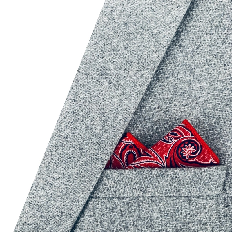 Červeno - modrý kapesníček do saka Paisley 