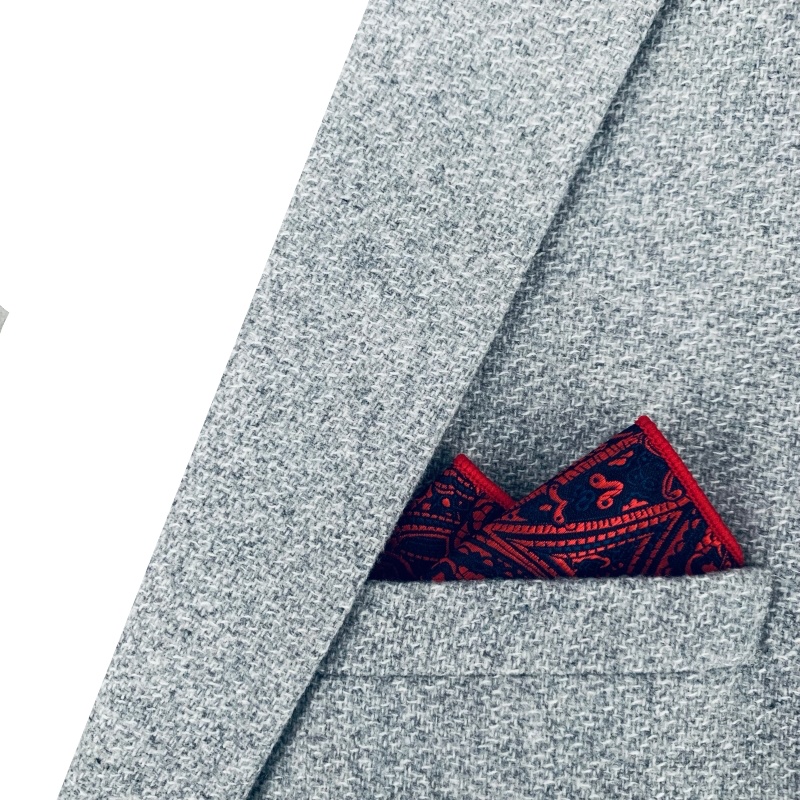 Modro - červený kapesníček do saka Paisley 