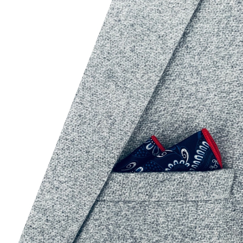 Modro - černý kapesníček do saka Paisley