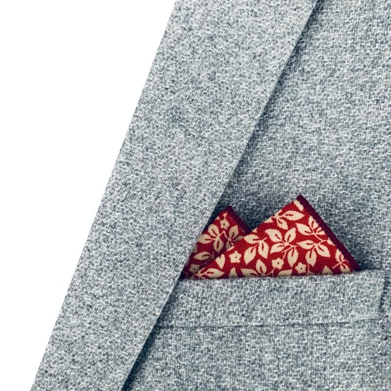 Červený kapesníček do saka Listy 