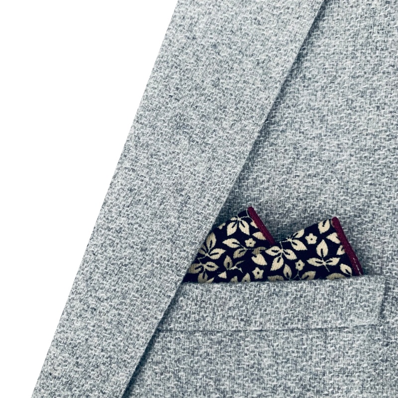 Černý kapesníček do saka Listy 