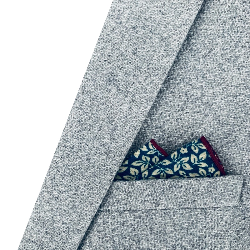 Modrý kapesníček do saka Listy 