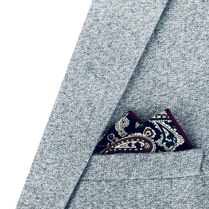 Modro - hnědý kapesníček do saka Vintage Art