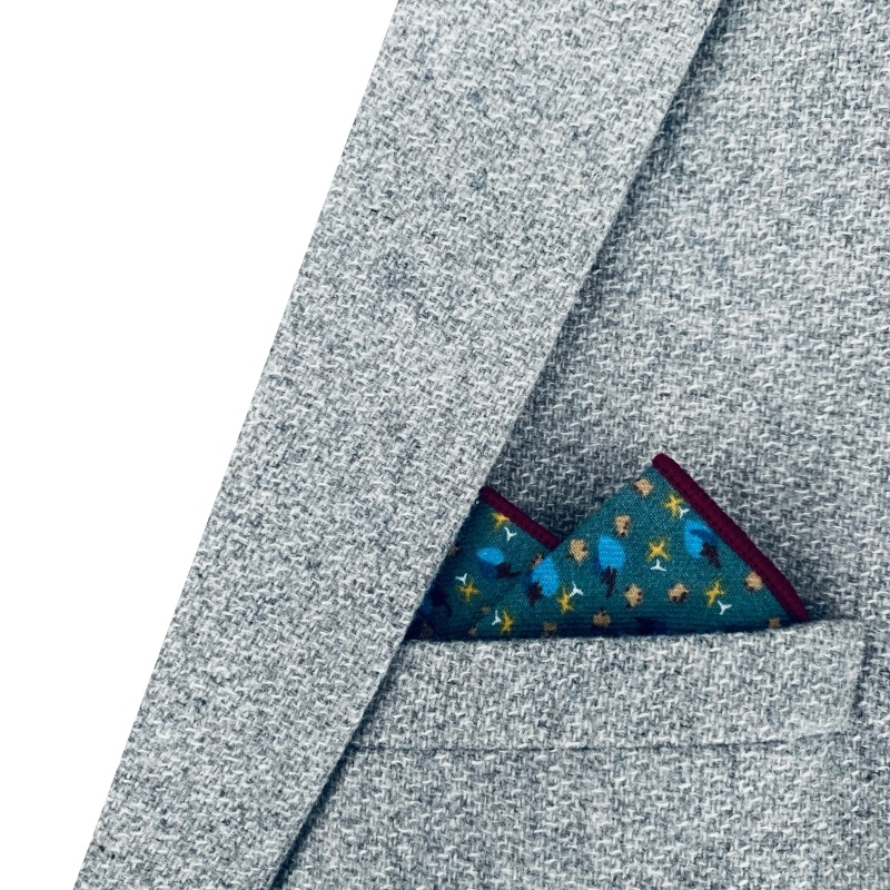 Modrý kapesníček do saka Birds