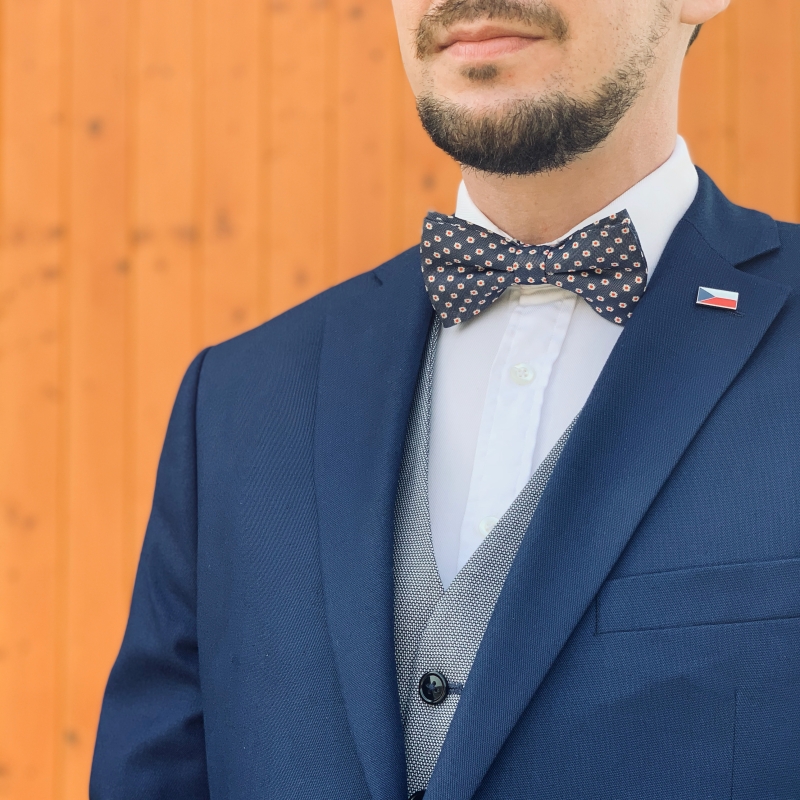 Modrý pánský motýlek Red Flower 