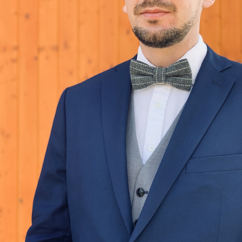 Šedý motýlek Cotton Stripe 