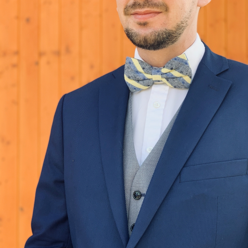 Modro - žlutý motýlek Stripe 