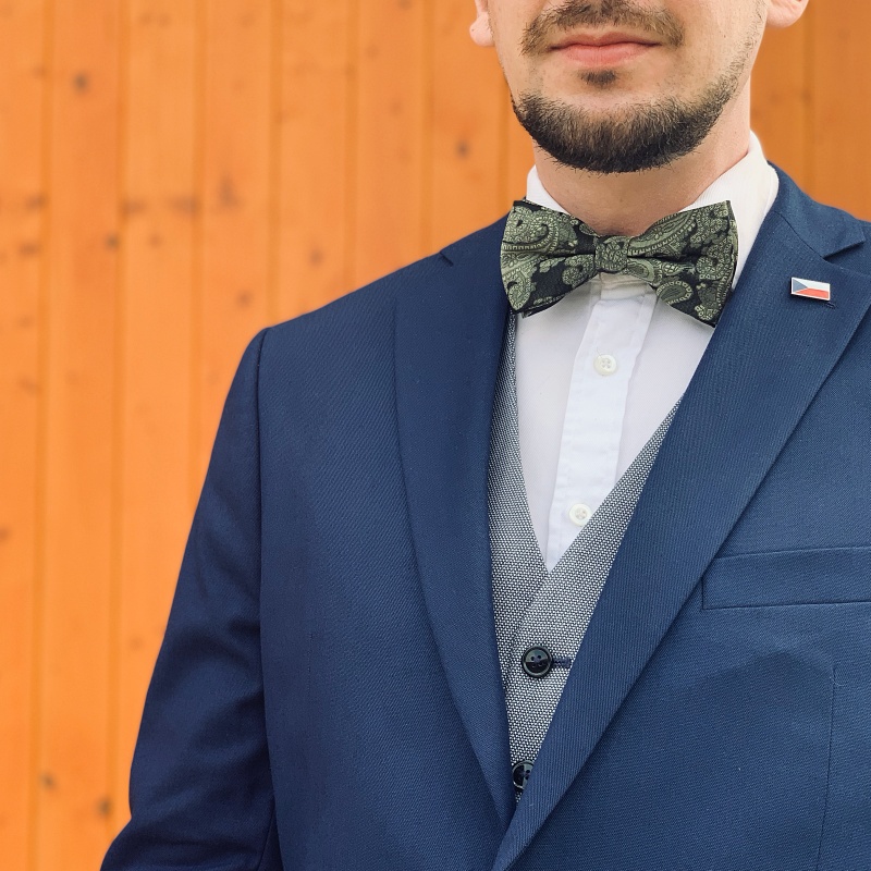 Černo - zelený pánský motýlek Vintage