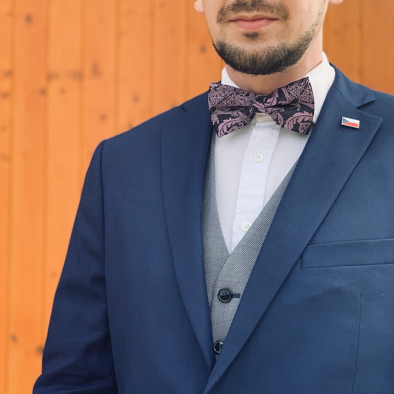 Černo - fialový pánský motýlek Vintage