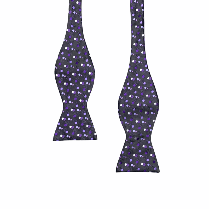 Černý set - vázací motýlek + kapesník Bubbles