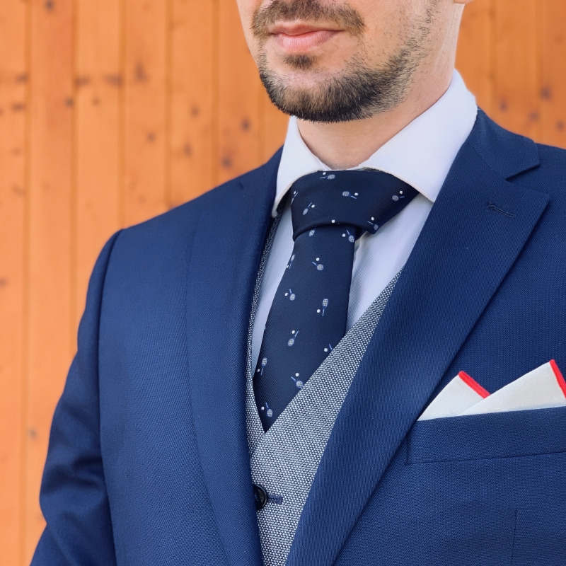 Modrá kravata Tenisová raketa