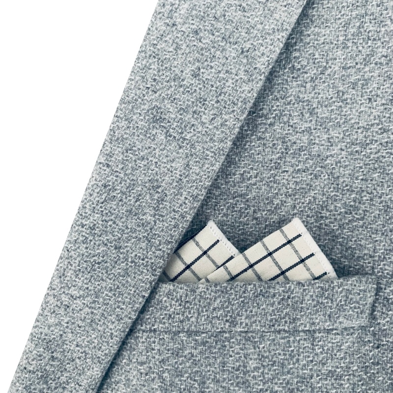 Černo - bílý kapesníček do saka Mřížka