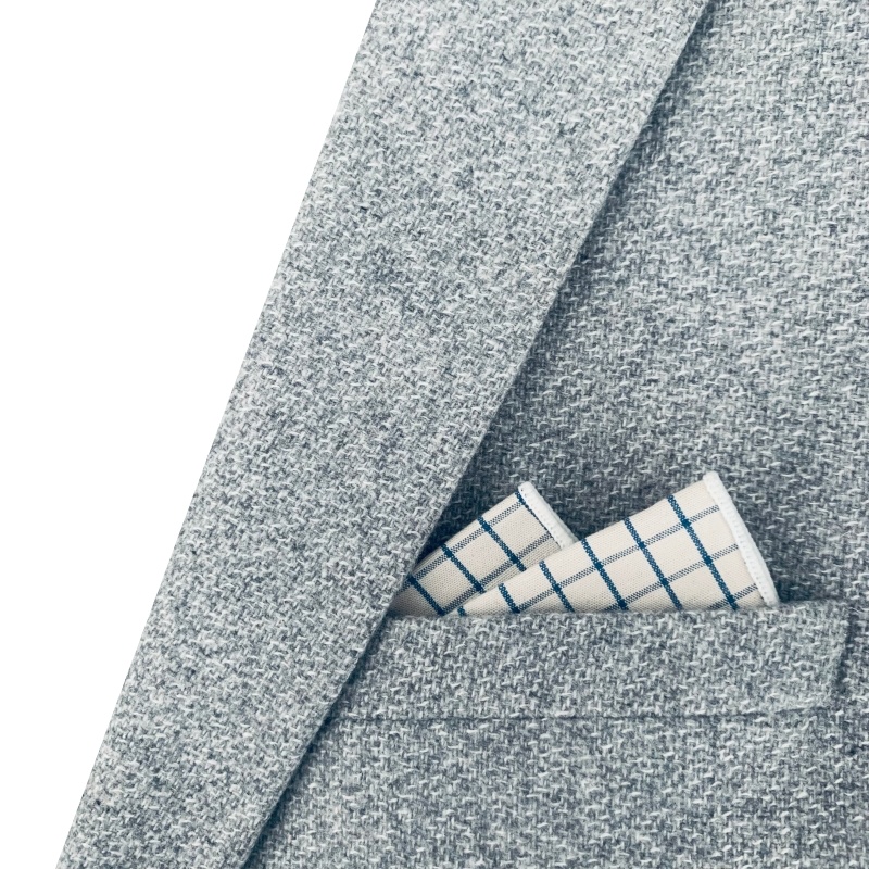 Modro - bílý kapesníček do saka Mřížka