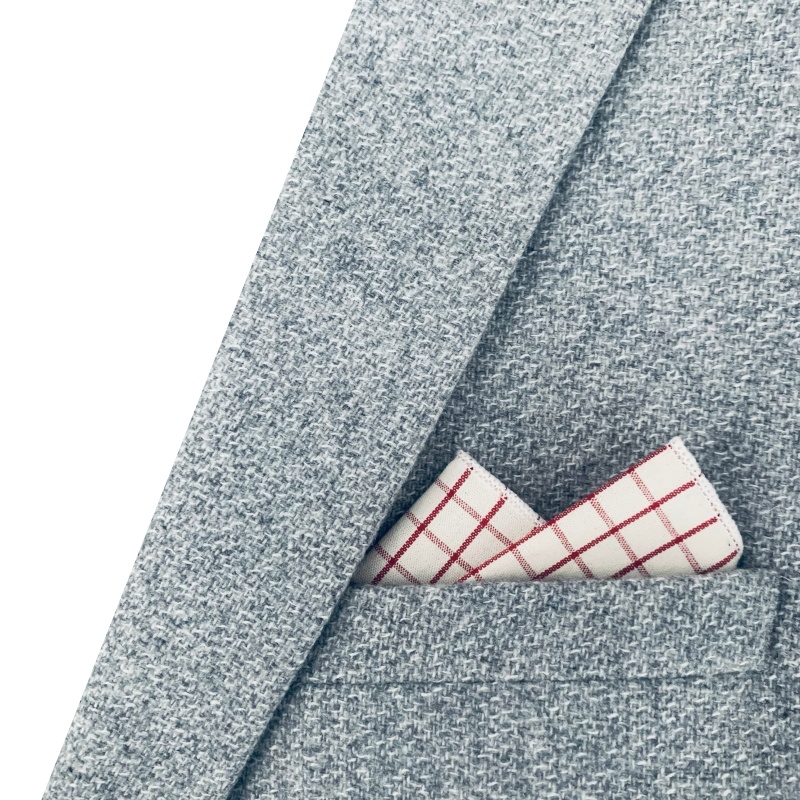 Červeno - bílý kapesníček do saka Mřížka