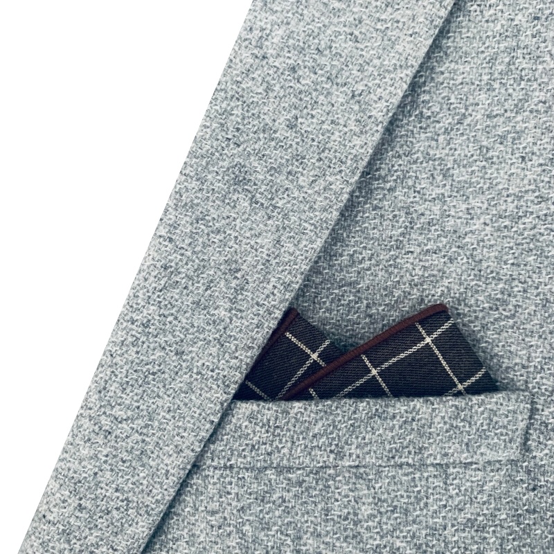 Hnědý kapesníček do saka Cotton Mříž