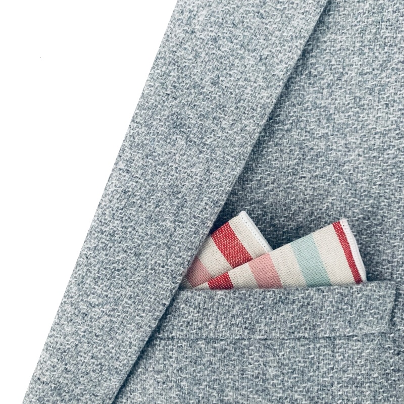 Bílo - barevný kapesníček do saka Cotton stripes