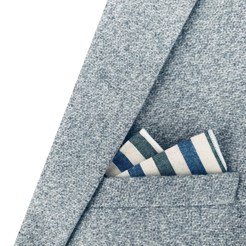 Modro - zeleno - hnědý kapesníček do saka Cotton stripes