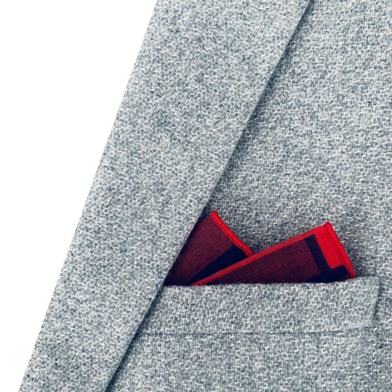 Červeno - modrý kapesníček do saka Cotton square 