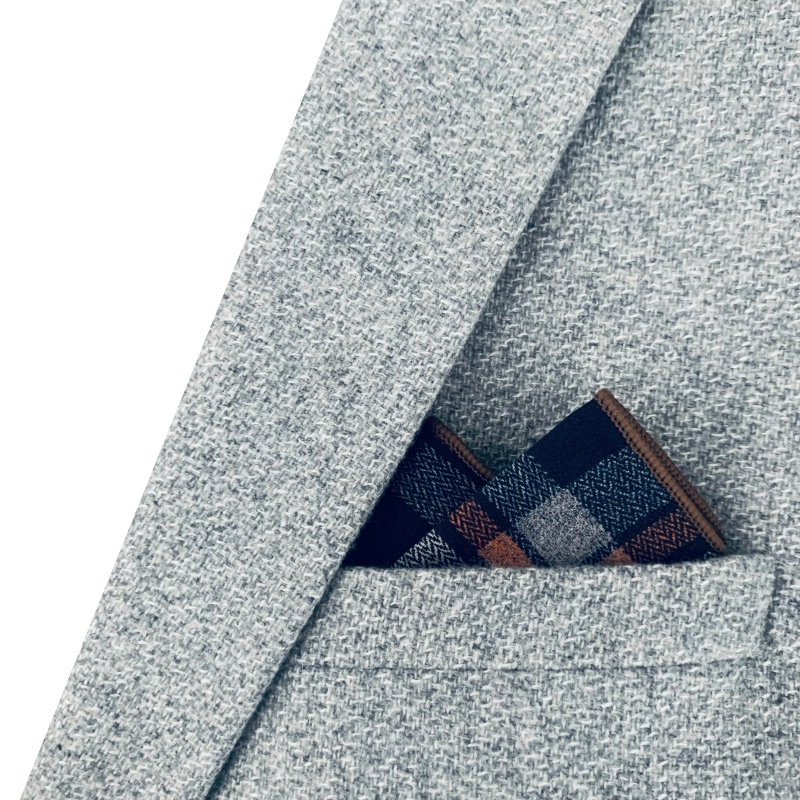 Tmavě modro - oranžový kapesníček do saka Cotton square 