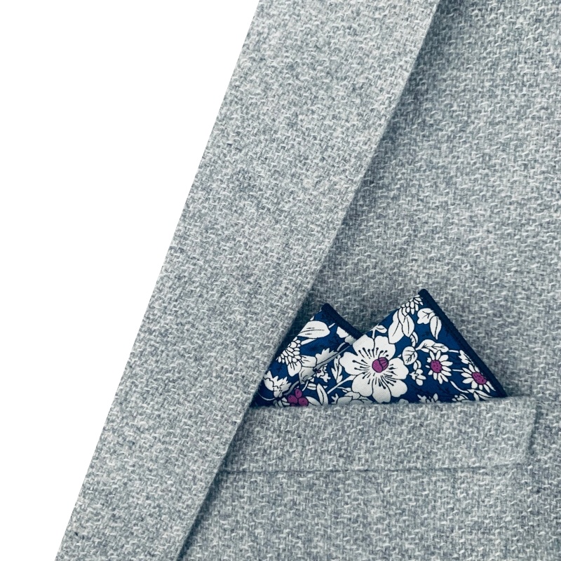 Modrý kapesník do saka Flower Cartoon 