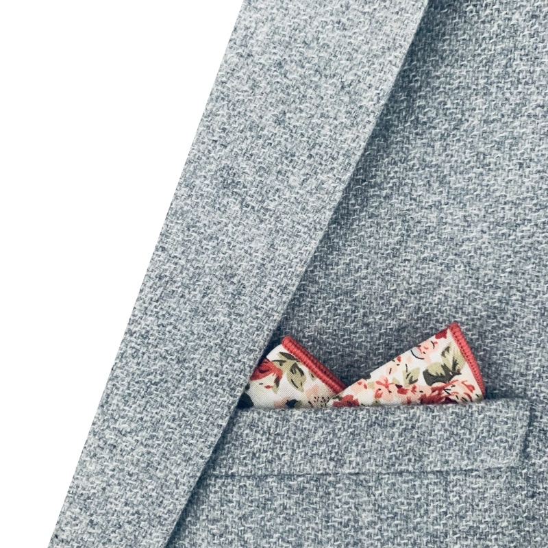 Bílo - červený kapesník do saka Rose