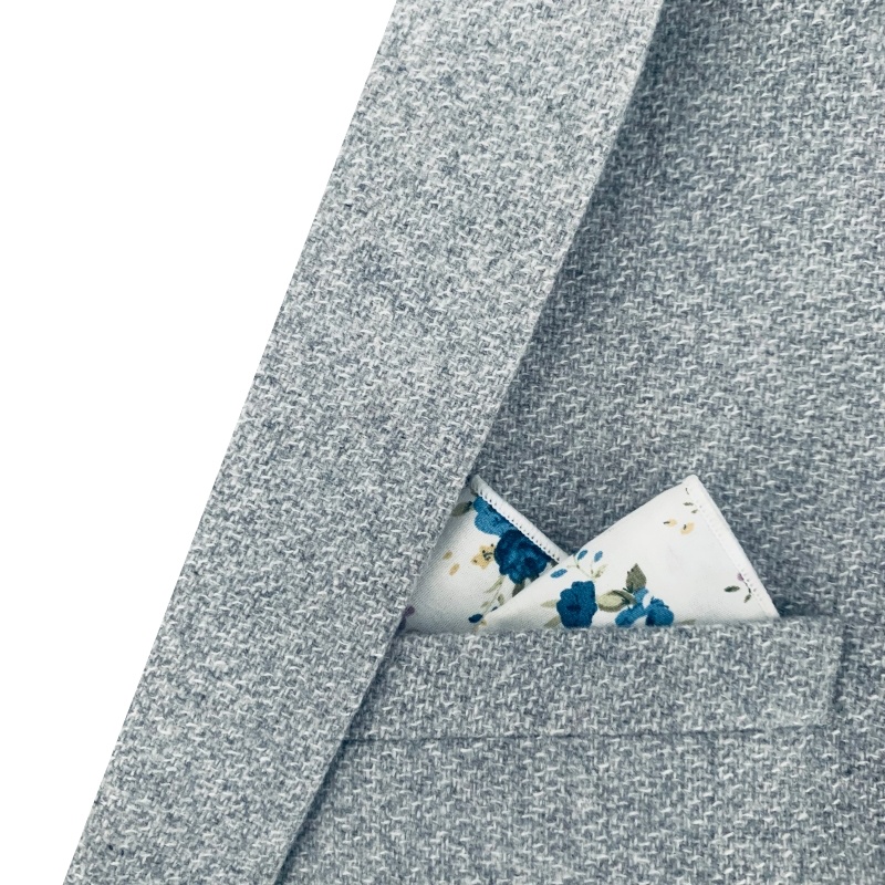 Bílo - modrý kapesník do saka Rose