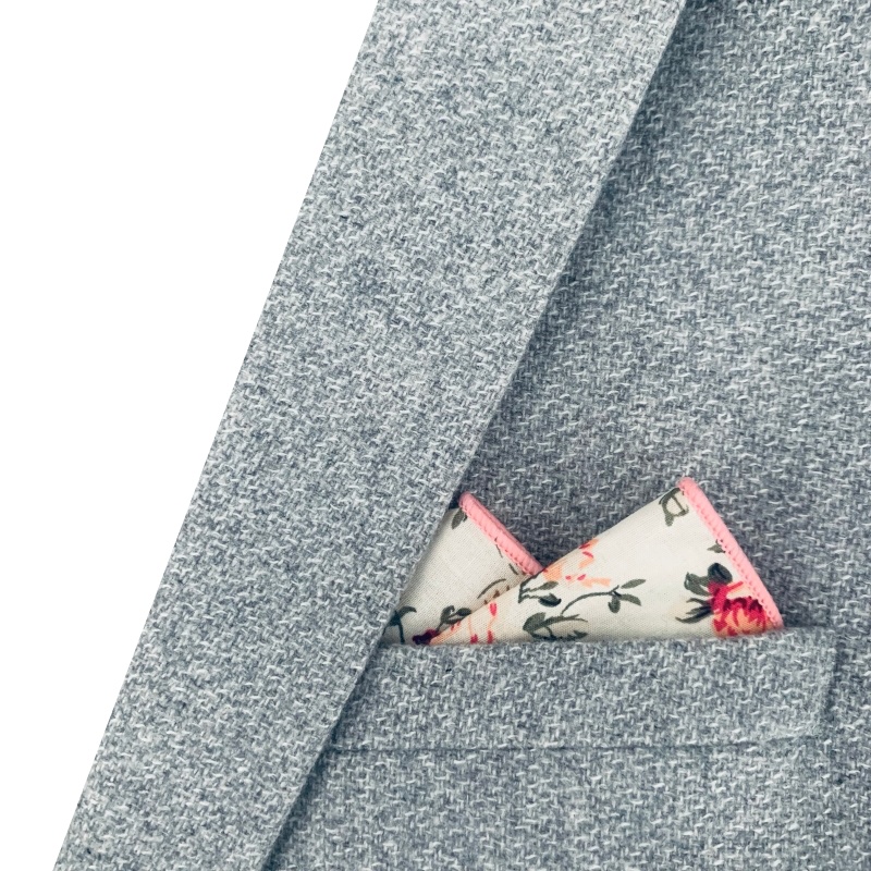 Bílo - růžový kapesník do saka Rose