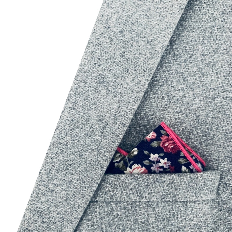 Modro - růžový kapesník do saka Rose