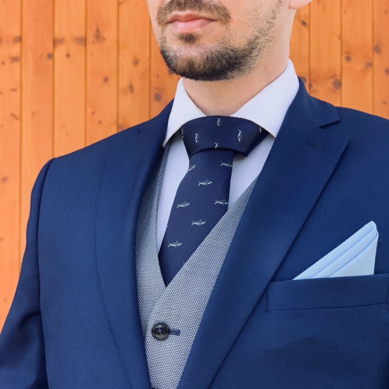 Modrá kravata Žralok 