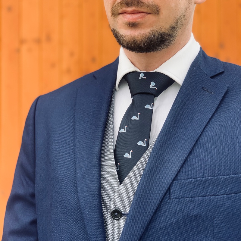 Modrá kravata Labuť 