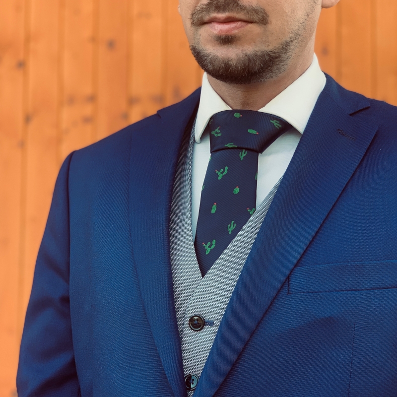 Modrá kravata Kaktus 